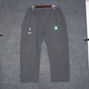 VTG Reebok NBA Fusion Boston Celtics Sweatpants Joggers Men L Grey Shamrock Logo